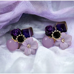 Speak Now Purple Floral Stud Earrings Statement Eras Tour Swiftie Gift Box NEW
